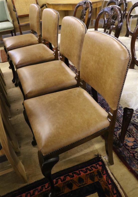 Set 4 leather dining chairs